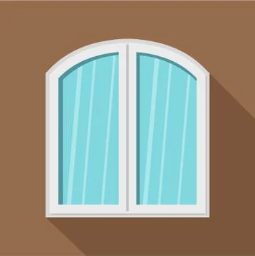 White window arched frame icon, flat style Ilustración de archivo
