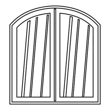 White window arched frame icon outline Ilustración de archivo