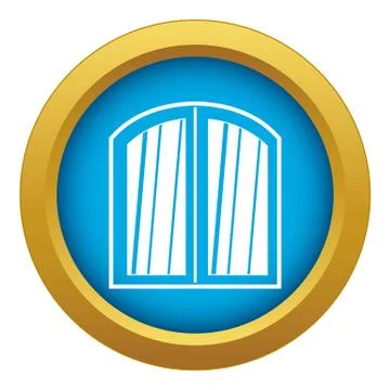 White window arched frame icon blue vector isolated Stock Illustration
