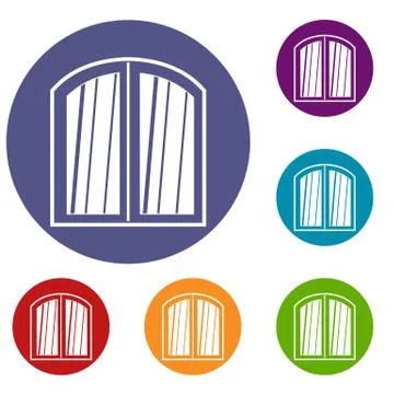 White window arched frame icons set Ilustración de archivo
