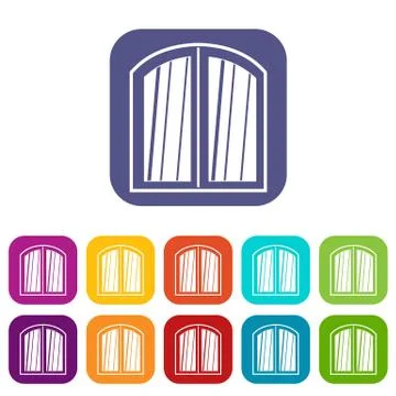 White window arched frame icons set flat Ilustración de archivo