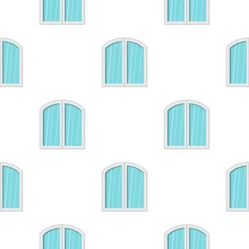 White window arched frame pattern flat Ilustración de archivo