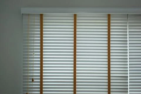 White window blinds in home, object for decorate interior of house Foto stock