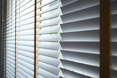 White window blinds in home, object for decorate interior of house Stock Photos