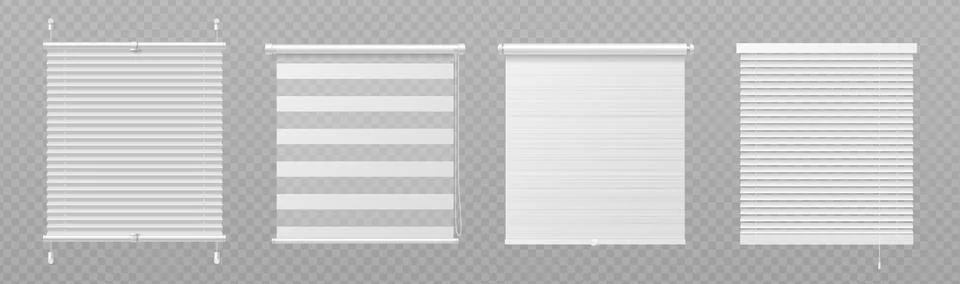 White window blinds set on transparent background Stock Illustration