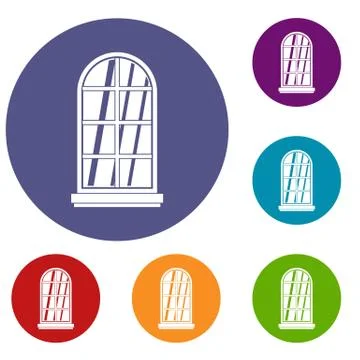 White window frame icons set Ilustración de archivo