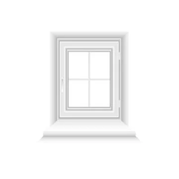 White window frame on white background Illustrazione stock