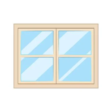White window, glass frame interior construction isolated Ilustración de archivo