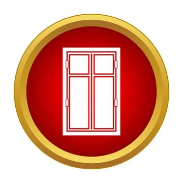 White window icon in red circle button Stock Illustration