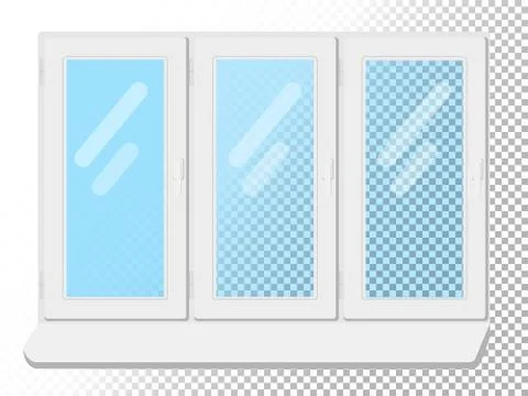 White window isolated on white background. Clear glass Stock Illustration