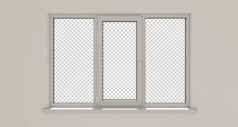 White window. White wall.  Transperent background. 3D rendering. Stock Illustration