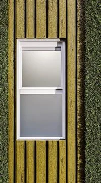 White window on wooden wall Stock Illustration