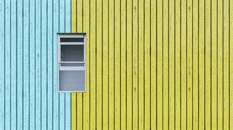 White window on wooden wall Stock Illustration