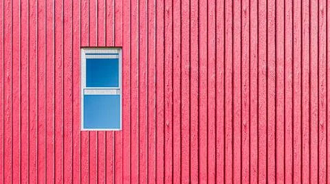 White window on wooden wall Stock Illustration