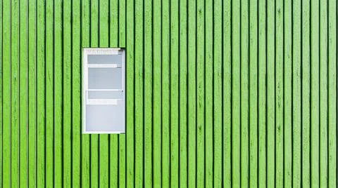 White window on wooden wall Stock Illustration