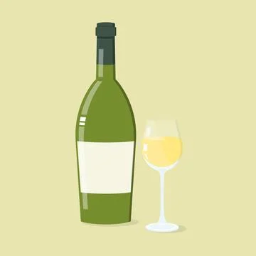 White wine bottle glass Stock Illustration