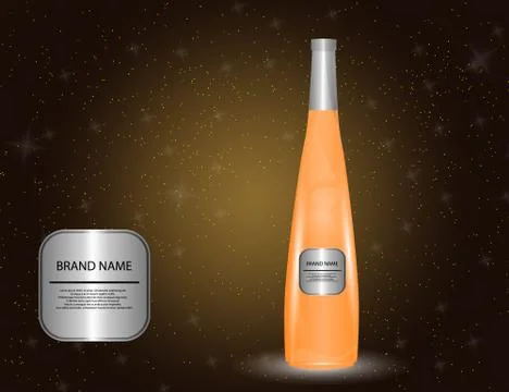 White Wine Bottle on the Sparkling Background for Your Design. Stock Illustration