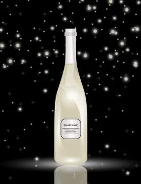 White Wine Bottles on the Sparkling Background for Your Design. Stock Illustration