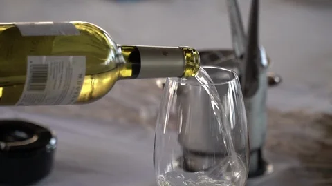 White wine in glass Stock Footage 127868974
