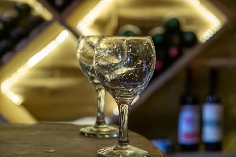 White wine in glasses Stock Photos