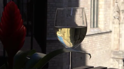 White wine reflection of a church Stock Footage 137573850