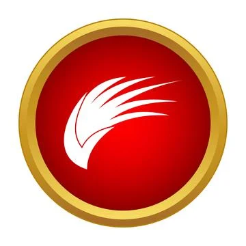 White wing icon in red gold circle Stock Illustration