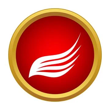 White wing icon on red gold button Stock Illustration