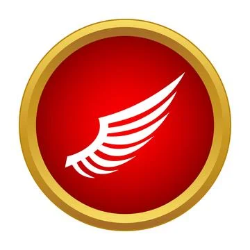 White wing icon in red gold circle Stock Illustration