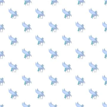 White winged unicorn pegasus pattern on backdrop Illustrazione stock