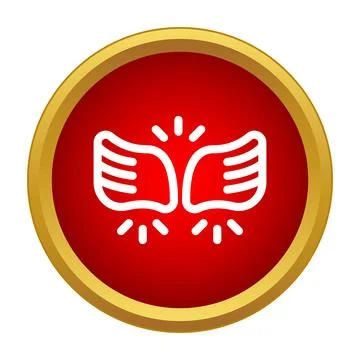 White wings icon on red button symbolizing freedom Illustrazione stock