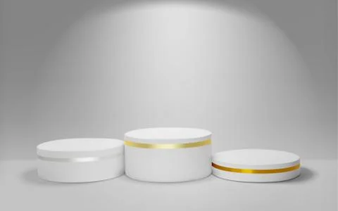 White winners podium 3D render. Awarding of winners of sports competitions Stock Illustration