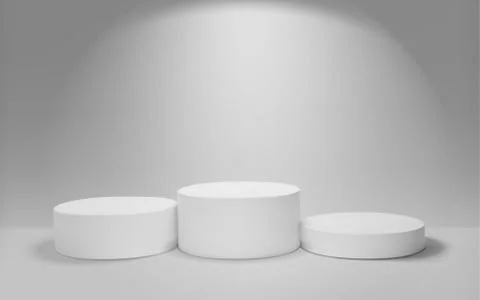 White winners podium 3D render. Awarding of winners of sports competitions Stock Illustration