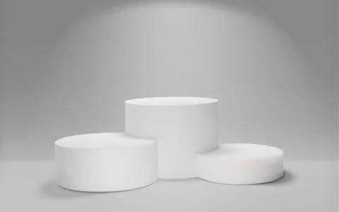 White winners podium 3D render. Awarding of winners of sports competitions Stock Illustration