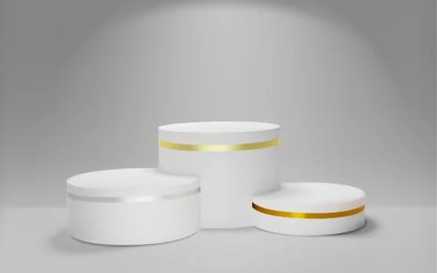 White winners podium 3D render. Awarding of winners of sports competitions Stock Illustration