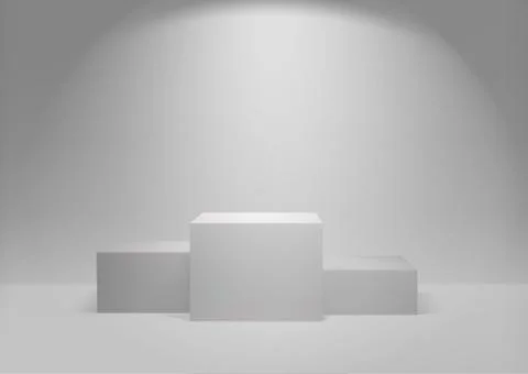 White winners podium 3D render. Awarding of winners of sports competitions Stock Illustration