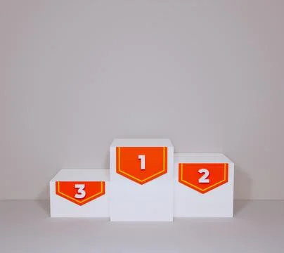 White Winner's Podium with Orange Numbered Badges Stock Illustration