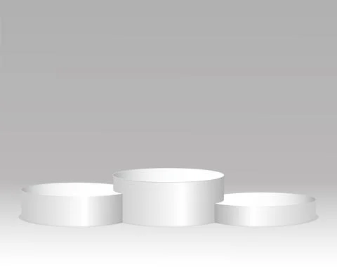 White winners podium. Pedestal Vector transparent object 10 eps. Spotlight. Stock Illustration