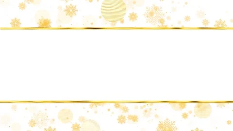 White winter card background golden snowflake border, clean blank center, elegan Stock Footage 340402529