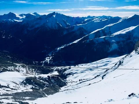 White winter cloudy mountain view, Alps Stock Photos