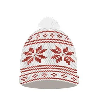 White winter hat with Nordic pattern Stock Illustration
