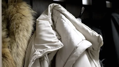White Winter Jacket with Fur Stock-Footage 312008530