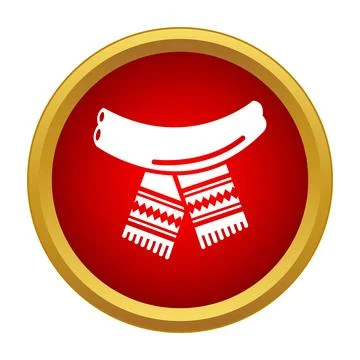 White winter scarf icon in red circle Stock Illustration