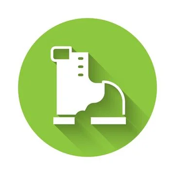 White Winter warm boot icon isolated with long shadow background. Waterproof Stock Illustration