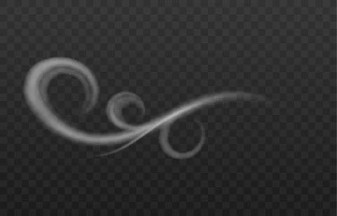 White winter wind gust, realistic isolated wave of cold air, vector Stock Illustration