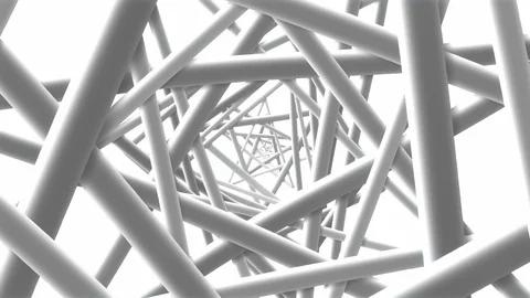 White Wire - 4k Cool Geometric Motion Background Video Loop Stock Footage 95590139