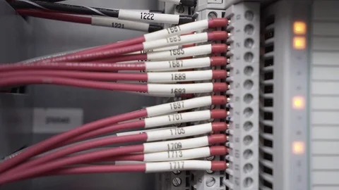White wire mark with wire connecting in control cabinnet Stock Footage 116042701