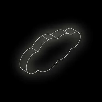 White wireframe cloud computing icon glowing on black background Illustrazione stock