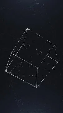 White wireframe cube on dark background, futuristic network illustration wi.. Illustrazione stock