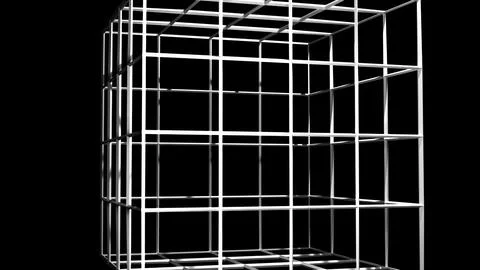 White wireframe cube Stock Illustration