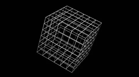 White wireframe cube wireframe cube. Computer generated 3d render Copyrigh... Foto stock